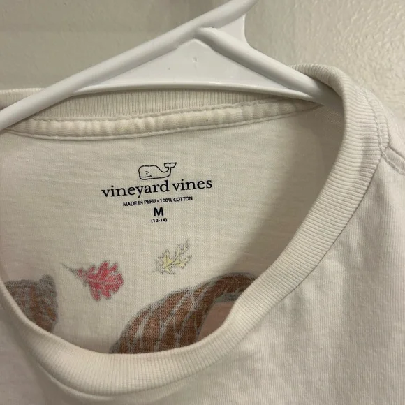 Vineyard Vines White holiday fall Graphic long sleeve Tee boys medium 12/14 - Picture 6 of 9